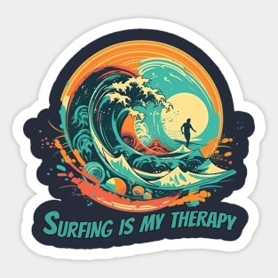 Ride the Exhilarating Surfing Wave with This Beach Vibes Sticker